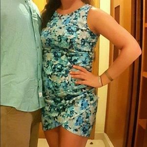 Blue floral bodycon dress